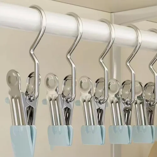 ที่หนีบผ้าสเตนเลส กันลื่น สีฟ้า