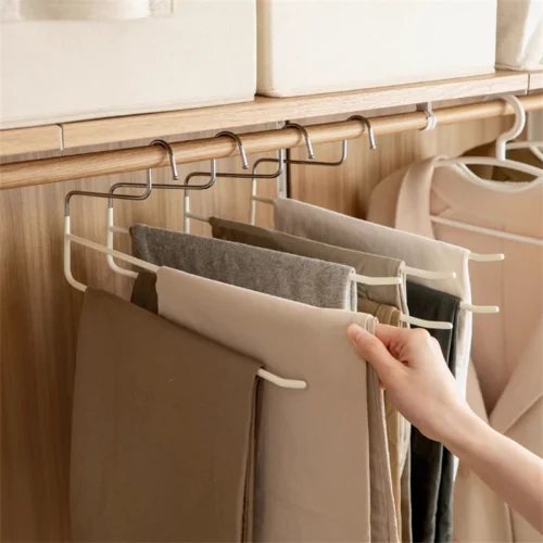 ไม้แขวนกางเกงรูปทรงห่าน วัสดุสแตนเลส เคลือบซิลิโคนกันลื่น (แพ็ค 24 ชิ้น)