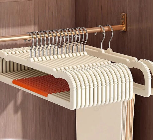 ไม้แขวนกางเกงเคลือบพลาสติกกันลื่น กางเกงไม่หลุดง่าย แพ็ค 50 ชิ้น