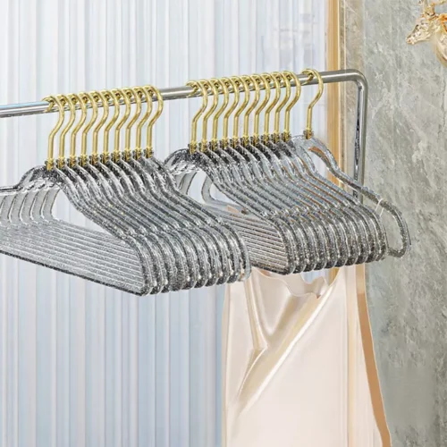 ไม้แขวนเสื้อลายกลิตเตอร์ ใสกันลื่น แพ็ค 24 ชิ้น