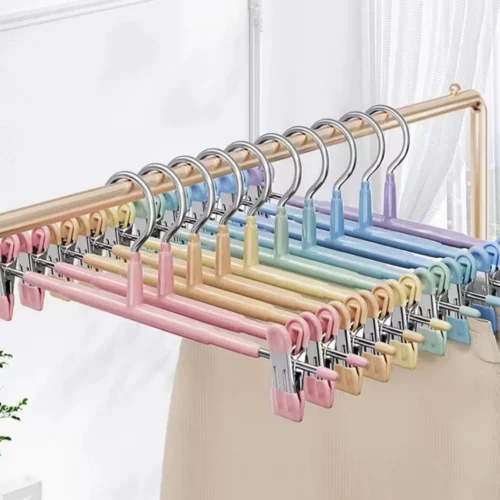 ไม้แขวนเสื้อแบบหนีบสเเตนเลส เคลือบซิลิโคน ป้องกันสนิม คละสี (แพ็ค 12 ชิ้น)