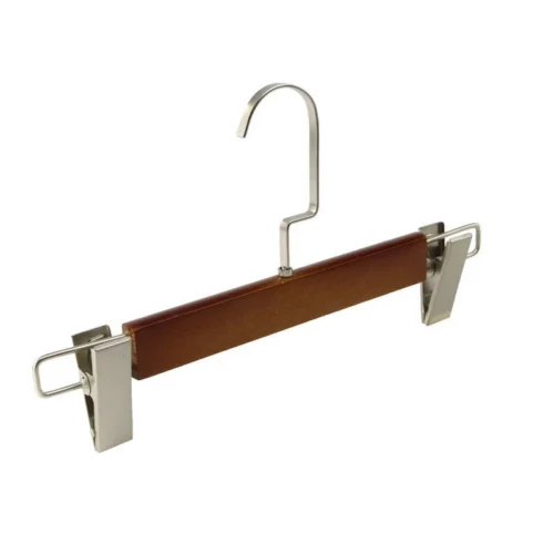 ไม้แขวนไม้ มีหนีบเหล็กไม้แขวนกางเกง